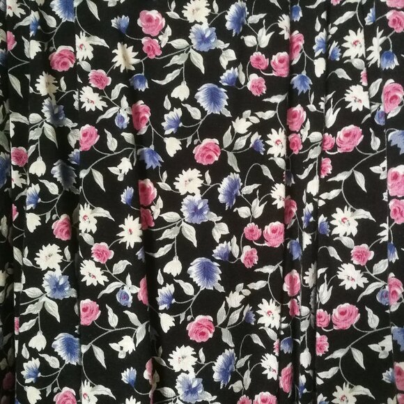 Vintage floral long full skirt 90s grunge half elastic waist made in Canada - Picture 7 of 7